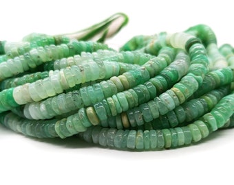 Natural Green Emerald Heishi Tyre Shape Beads Necklace , Natural Emerald , Emerald Gemstone , Heishi Tyre Shape , Wholesale Beads Strand 16"