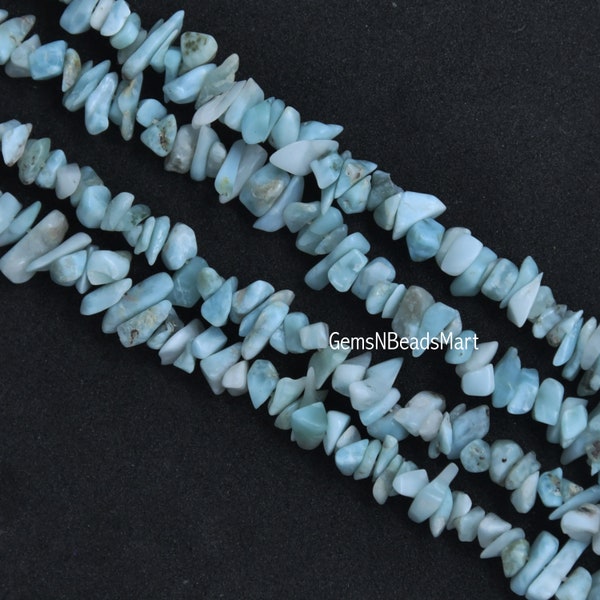 AAA Quality 34" Natural Larimar Chips Beads,Uncut Chip Bead, Polished Beads,Smooth Larimar Nugget Chip Bead,Gemstone Wholesale Price