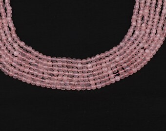 Rose Quartz Gemstone Beads, Semi Precious Stone Beads, Round Shape Beads Strand 13" Inches, Beads For Jewelry Making, Wholesale beads