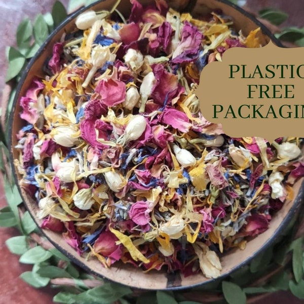 Dried Flower Petals | Red Rose Petals | Certified Organic | Plastic Free | Flower Confetti | Calendula | Nature Play | Sensory Play