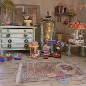 The Kids' Corner - Miniature Architecture, Doors and Signage - Children's Room Toys - Decorative Objects - Shabby Chic - 1/12 Scale Dollhouse - OOAK