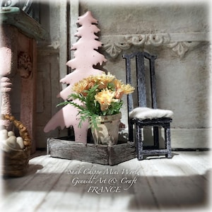 Tenerezza - Vaso in zinco invecchiato con fiori di carta - Oggetto decorativo - Shabby Chic - Casa delle bambole 1/12 - OOAK