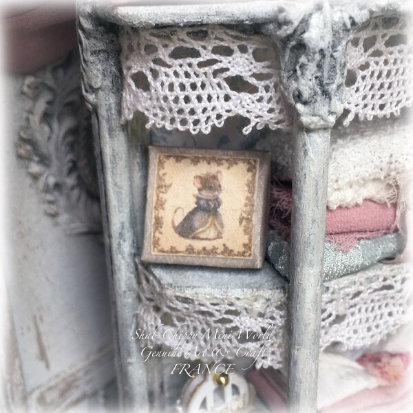 Lingerie - Ravissants mouchoirs pour Lady avec leur boite de rangement - Linge de maison - Shabby Chic - Dollhouse 1/12e - OOAK