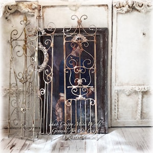 Heatwave - Old and large window grille, wrought iron door - Provence Pays d&#39;Aix style - Shabby Chic - Dollhouse 1/12th - OOAK