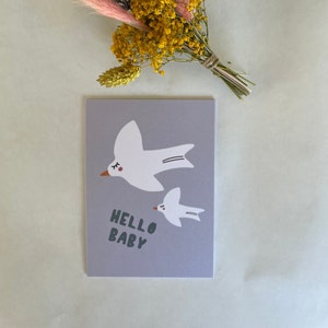 Carte de vœux « HELLO BABY - PIGEON » sur papier coton massif •