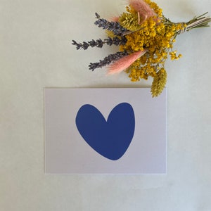 Carte de vœux « BIG HEART » en bleu vif et jaune sur papier coton massif •