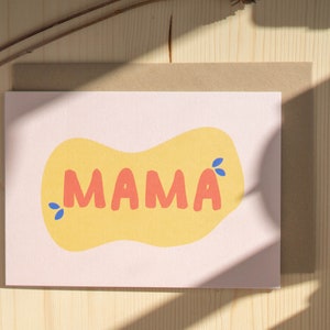 Wenskaart "MAMA" op massief katoenen papier •