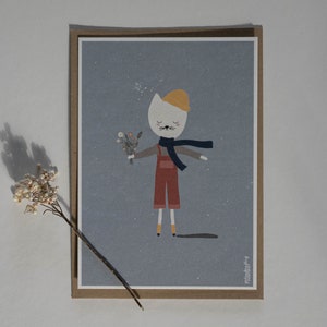 Cartolina • Gatto Emil con mazzo di fiori • Biglietto di auguri • Compleanno • proprio così •