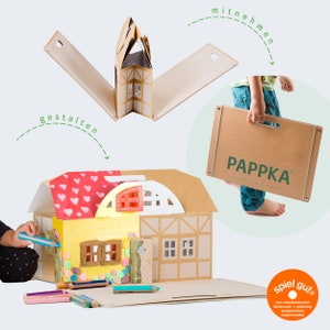 PAPPKA® Klappbares Spielhaus aus stabiler Pappe – zum Gestalten und Spielen für Kinder