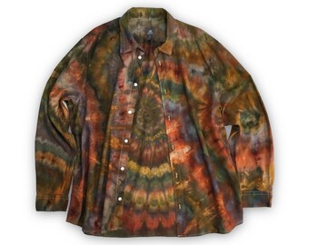 Tie Dye Button-Up Shirt // XL