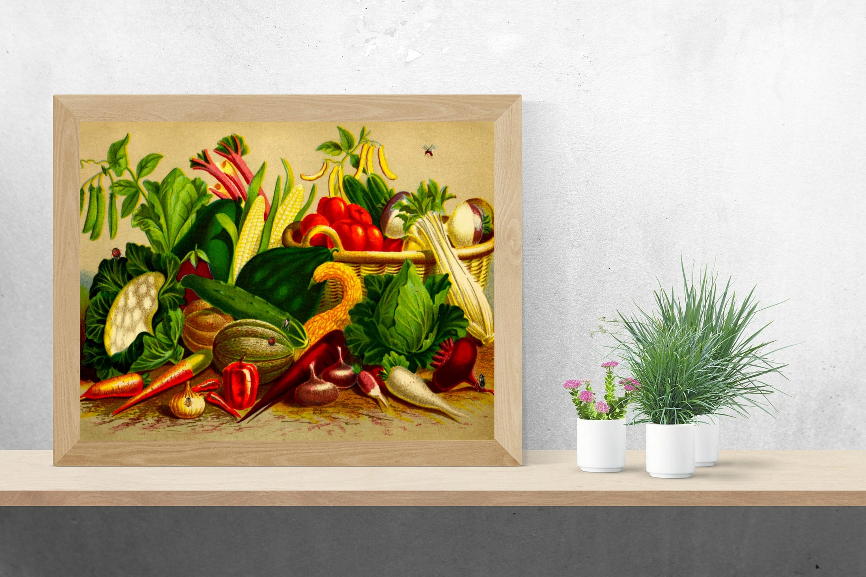 Vegetables Print Vintage Kitchen Wall Art Vegetables Art Etsy
