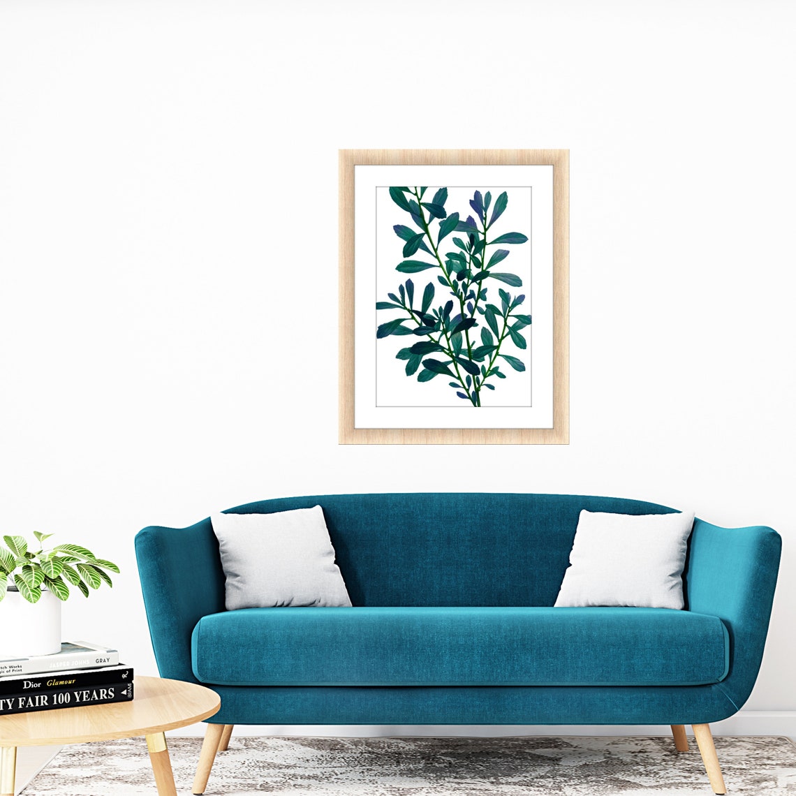 Botanical Wall Art Leaf Print Green and White Kitchen | Etsy