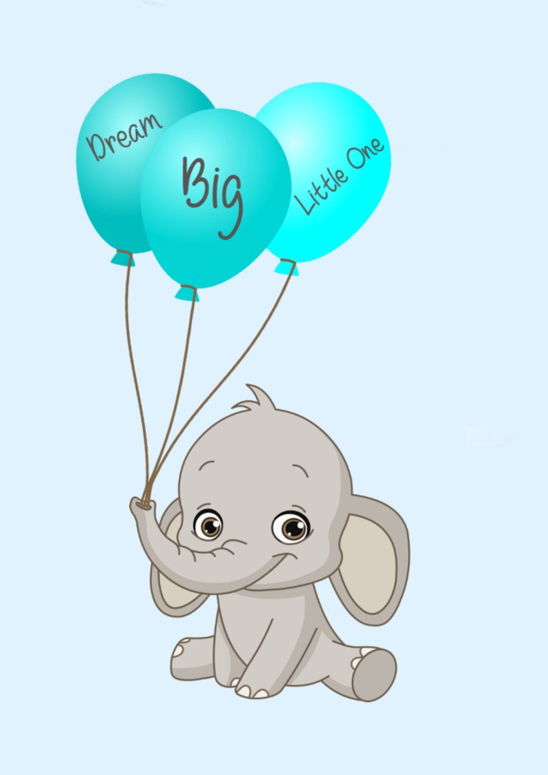 Download Nursery Wall Art Dream Big Little One Baby Elephant Print ...