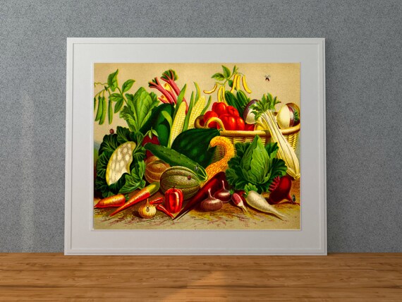 Vegetables Print Vintage Kitchen Wall Art - Antique Kitchen Decor Wall Art Vegetables Print Vintage Kitchen Wall Art - Antique Kitchen Decor Wall Art