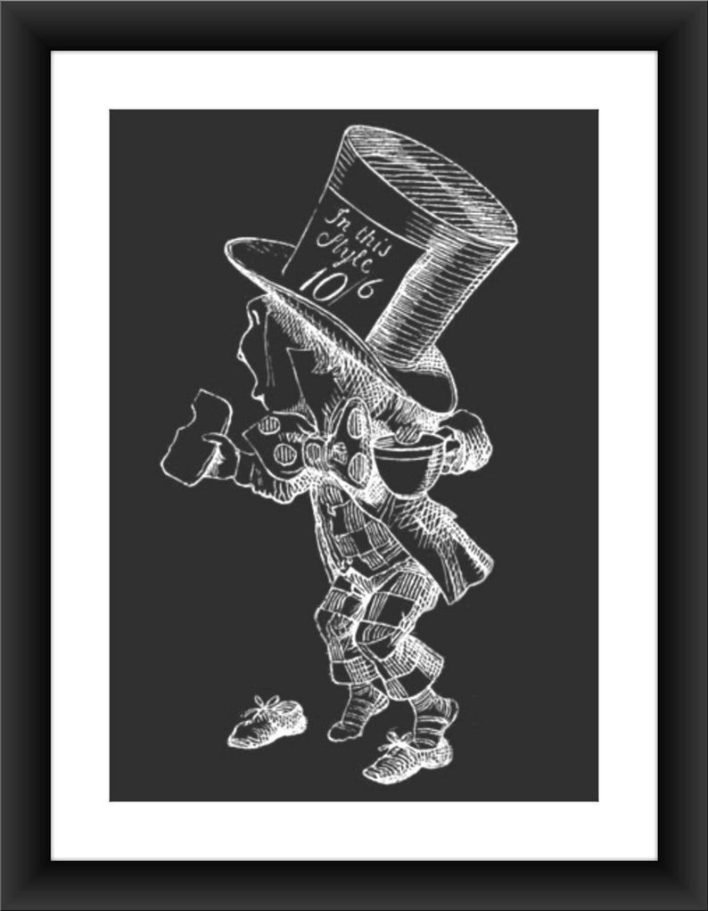 Black and White Wall Art Nursery Wall Art Alice in Wonderland Print Vintage Room Decor Set of 3 White Rabbit Mad Hatter