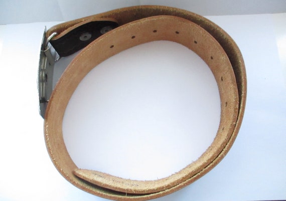 Vintage Genuine, embossed Leather Belt and Wester… - image 1