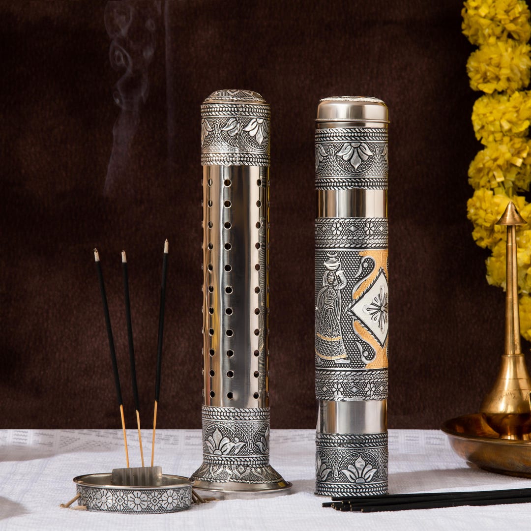 Handmade Stainless Steel Incense Holder & Storage Box: Spiritual Decor ...