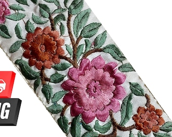 Enfeites de sari indiano vintage, guarnições por jarda, almofadas de fita bordadas para sari, enfeites para costura, artesanato, cortinas, tiaras e bordas