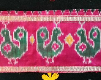 Vintage Sari Border Indian Silk Saree Trim Beaded Ribbon Decorative Traditional Ethnic Lace Wide Sequin Lehenga Hem Patch Wall Decor SBS470