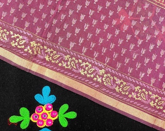 Vintage Dupatta Long Stole 100% Pure Cotton Wrap Dupatta Infinity Printed Sarong Purple Woman Hijab DPM1332