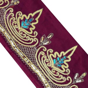 Vintage Indian Border Trim Ribbon Saree Trimming Hand Crafted Antique Embroidered Hem Lace Patch Cloth Strip Ethnic Decor Crafts Supplies
