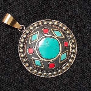 Handmade Indian Pendant With Stone, Ethnic Design From Rajasthan India,1 Piece, Focal Pendant with Stone