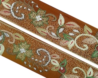 Vintage Embroidered Sari Border, Sewing Fabric Trim, Ribbon, 6 Yards