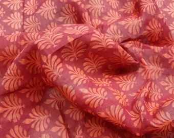 100% Pure Vintage Sari Pure Silk Fabric Embroidery Woven BEAUTY Craft Fabric India WEARABLE Maroon Cream W36  21SEP3112