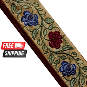 Vintage Indian Border Trim Ribbon Saree Trimming Handmade Antique Embroidered Lehenga Hem Lace Patch Cloth Strip Ethnic Decor SM62