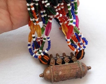 Vintage Indian Tribal Glass Beads Necklace,Kuchi Necklace,Kutch Gujarat BV102