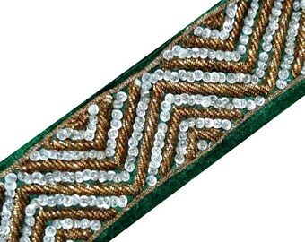 Vintage Zardozi Sari Trim, Embroidered Indian Border, DIY Decor