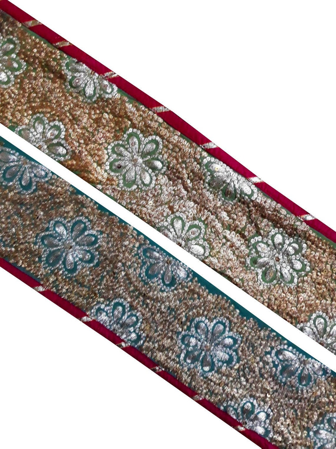 Vintage Indian Sari Border Sewing Embroidered Trim Ribbon