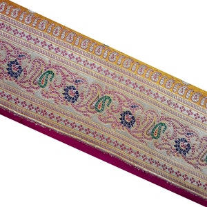 Vintage Banarasi Brocade Saree Border, Brocade Trim Craft Ribbon, Bollywood Style Brocade Saree Border SG338