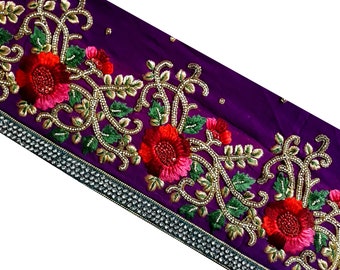 Vintage Embroidered Trim Indian Ribbon Sari Border Sewing Lace By 1 Yard ST1253 Vintage Embroidered Trim Indian Ribbon Sari Border Sewing Lace By 1 Yard ST1253