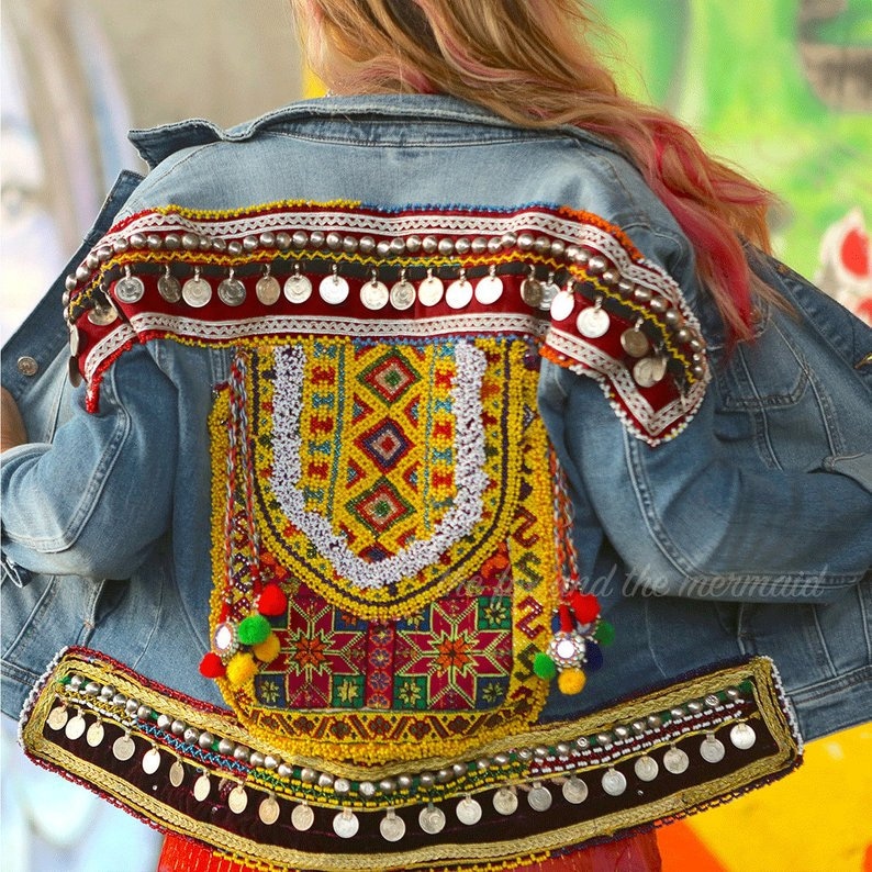 Vintage patches for jackets,Sew On Patch Back Patch Embroidered Patch,Appliques Hand Embroidery Vintage Tribal Neck Yoke Sewing Crafts