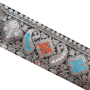Vintage Banarasi Brocade Saree Border, Brocade Trim Craft Ribbon, Bollywood Style Brocade Saree Border SG221