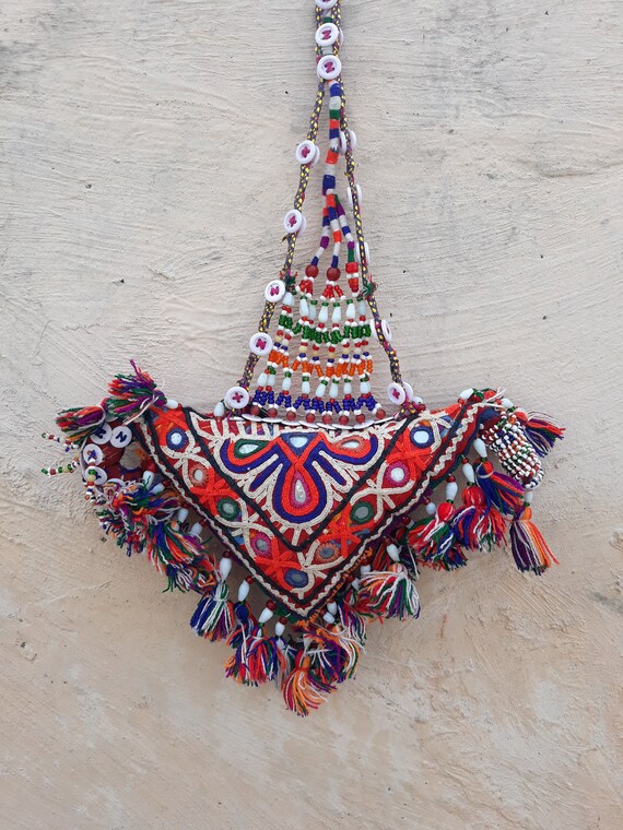 Tenture Murale Ancienne Bohème Tribale Tsigane - Broderie Patchwork Soie - Fait Main