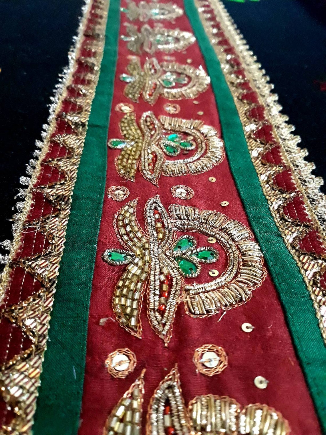 Vintage Sari Border Indian Silk Saree Trim Beaded Ribbon Etsy