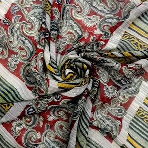 Sari vintage georgette orange saris imprimé tissu floral artisanal de 5 m IKT70