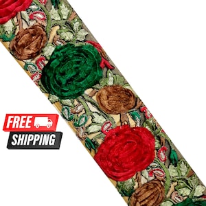 Embroidery Embellishments Decorative Saree Fabric Trim Indian Sari Border Embroidered Ribbon Craft Ribbon By The Yard Sewing Costume SM147