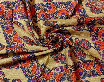Dupatta de seda vintage, chal étnico indio beige, chal bohemio floral, bufanda hecha a mano, dupatta liviana para mujeres, ideas de regalos para el día de San Valentín