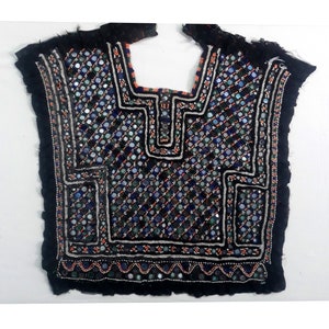 Banjara Applique Patch Hand Embroidered Neck Yoke Vintage Banjara Sewing Material Mirror Work Banjara Dress Patch Black Color Embroidery