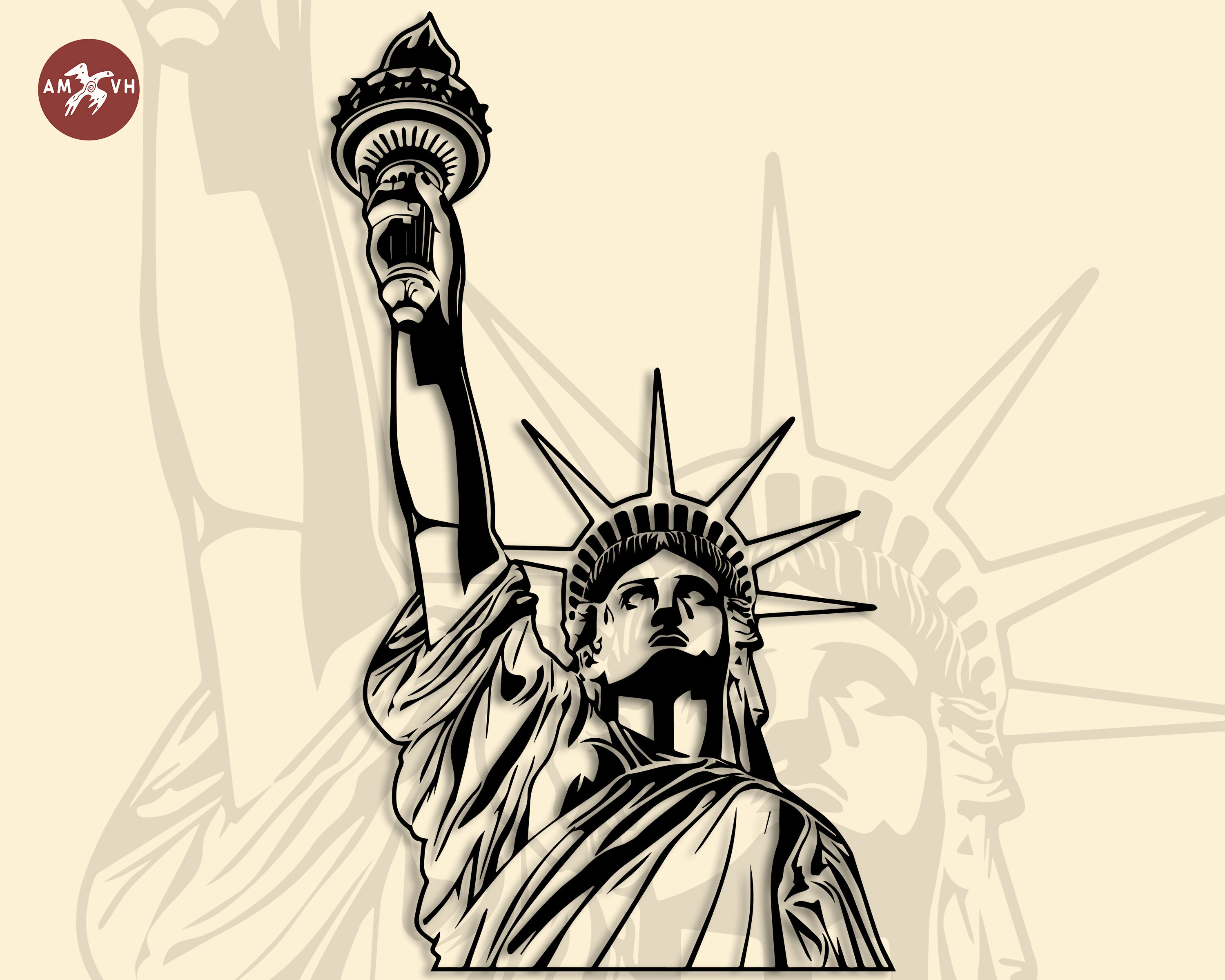 New York City Liberty Statue T-shirt Design Vector Download