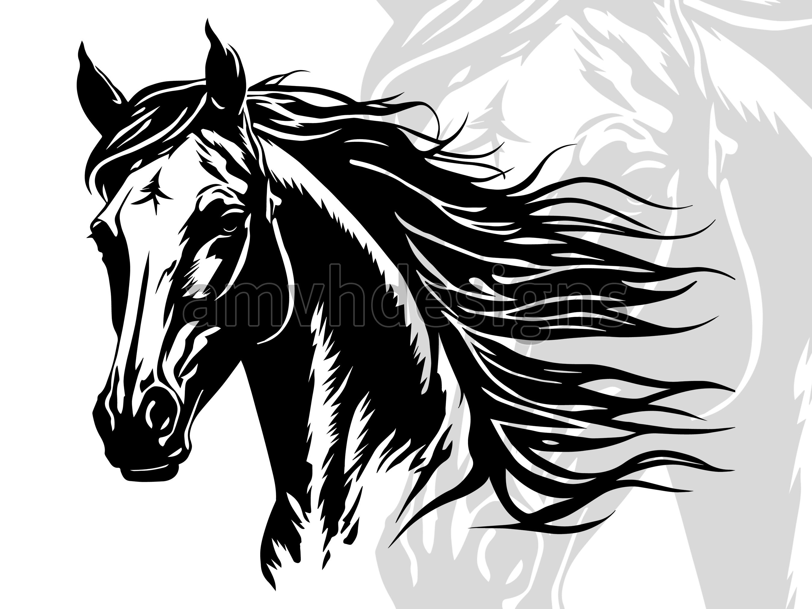 High Quality Horse Head Vector Instant Digital Download Png Eps Dxf Svg