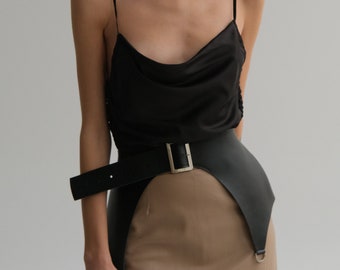Vegan Leather Peplum Belt: Black Basque Corset - XXS to XXL