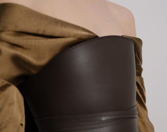Wide Vegan Leather Corset Belt - Chic Brown Accessory for Plus Size Women - Wide Vegan Leather Corset Belt for Women - Wide Waist Belt