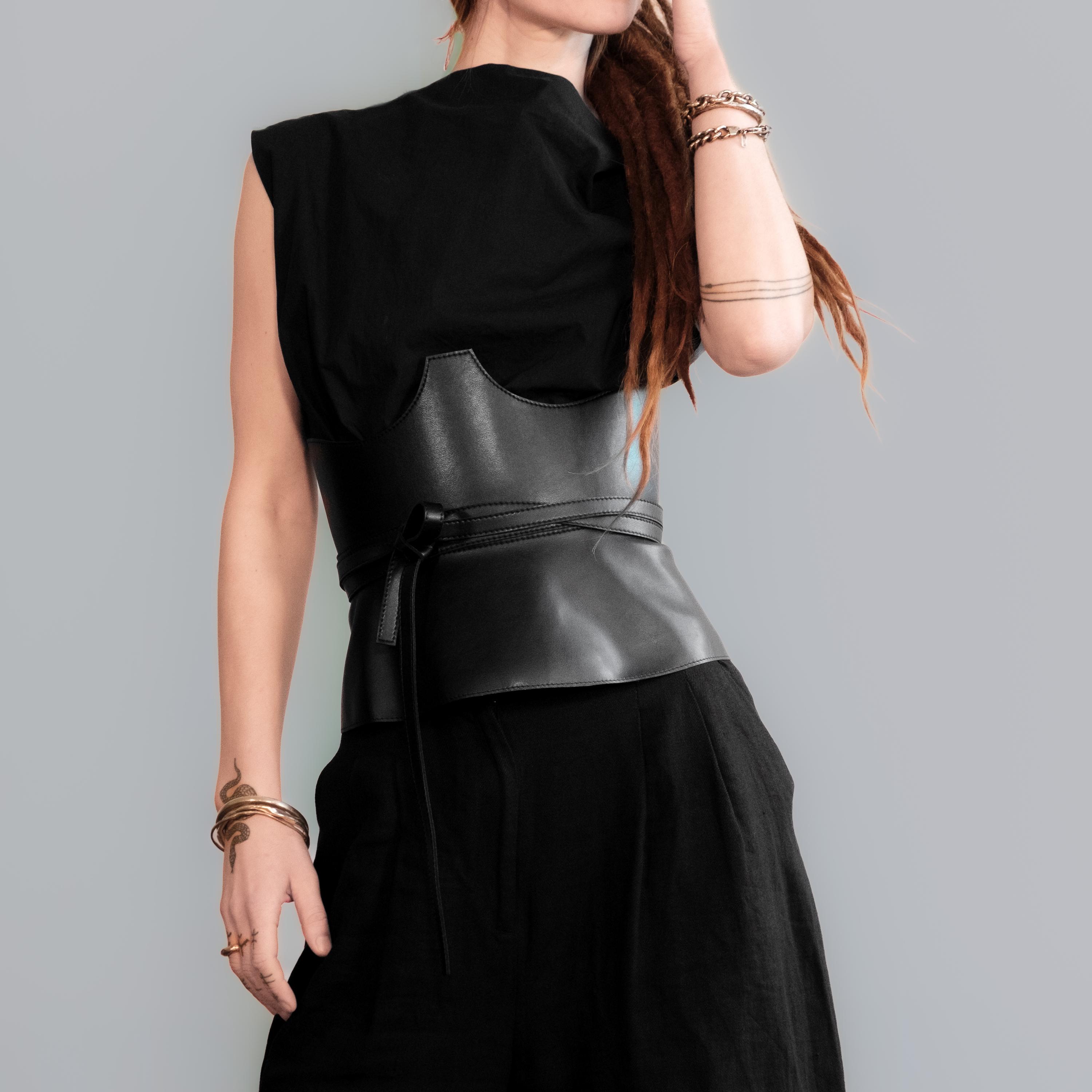 Vegan Leather Corset Belt: Wide Waist Cincher - Plus Size Eco