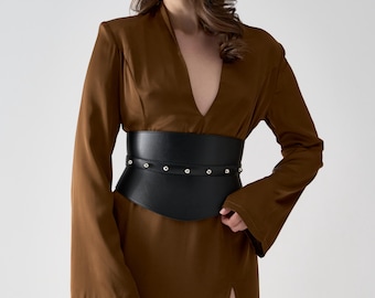 Wide Black Vegan Leather Corset Belt: Plus Size Fashion