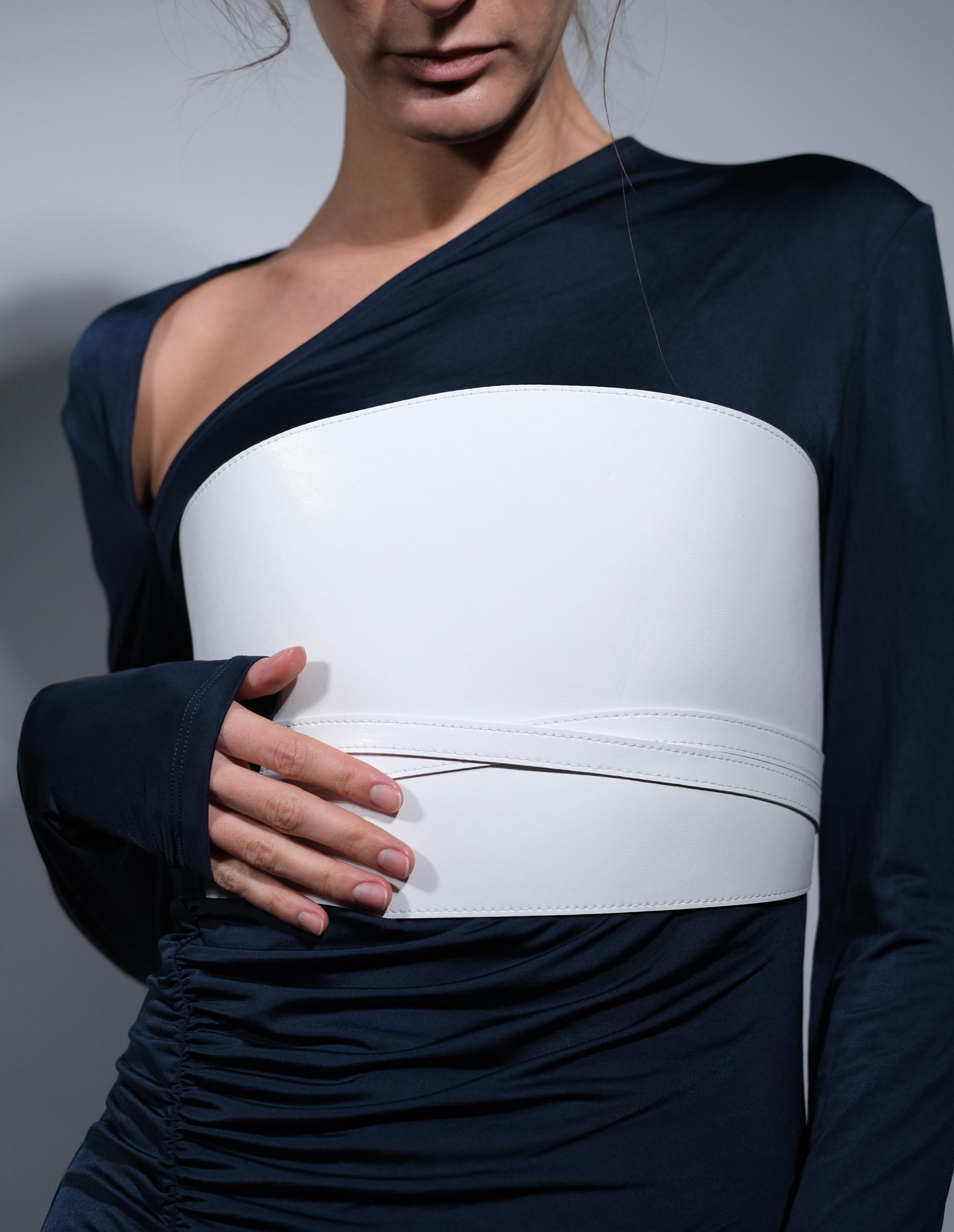 Corset Extensible En Cuir Blanc - Bustier Femme, Laçage Ajustable, Taille TU
