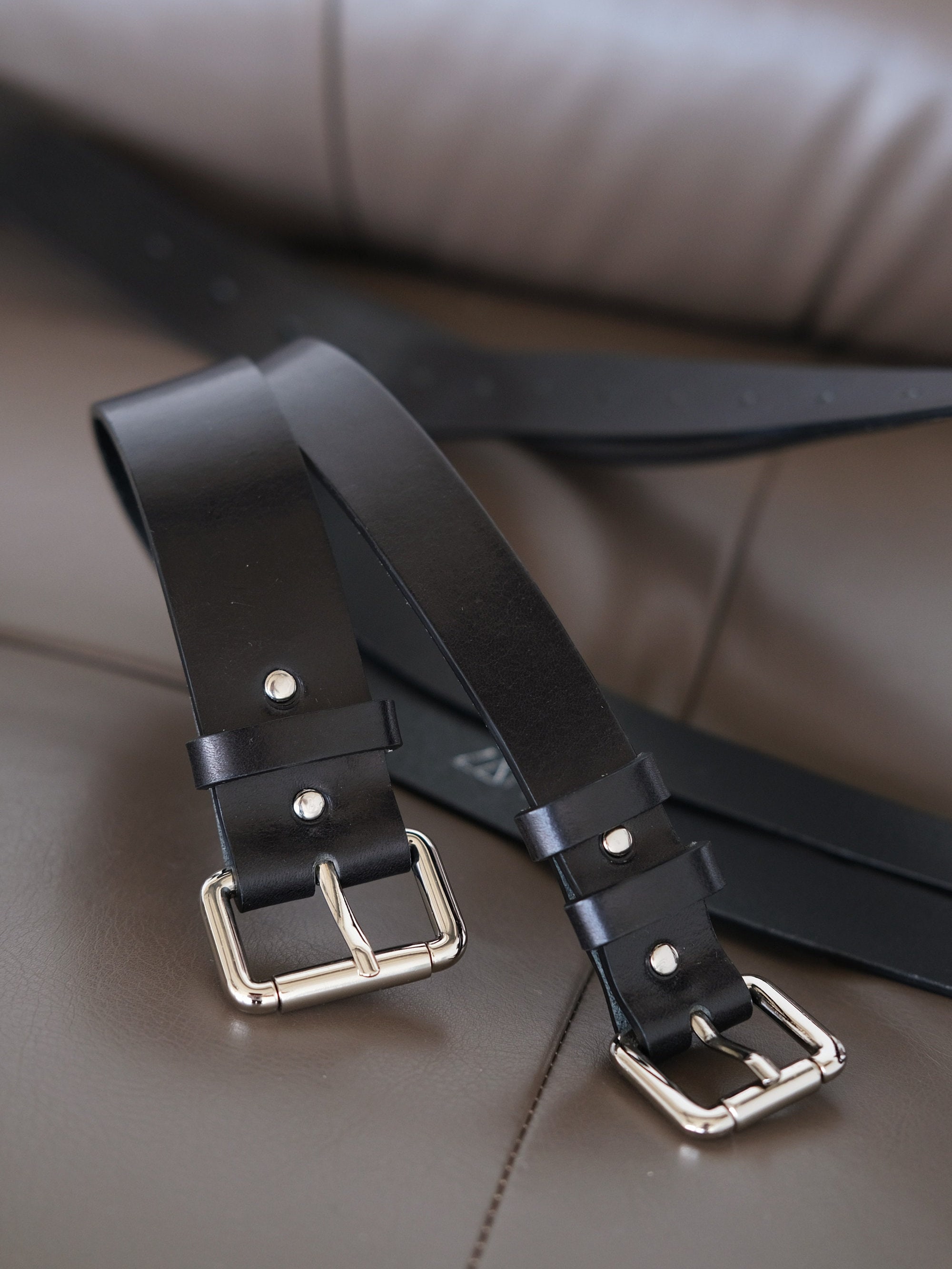 Wide Black Leather Double Buckle Belt: Plus Size Adjustable 